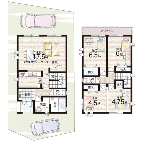 伊丹市松ケ丘　新築一戸建ての間取り|２号地