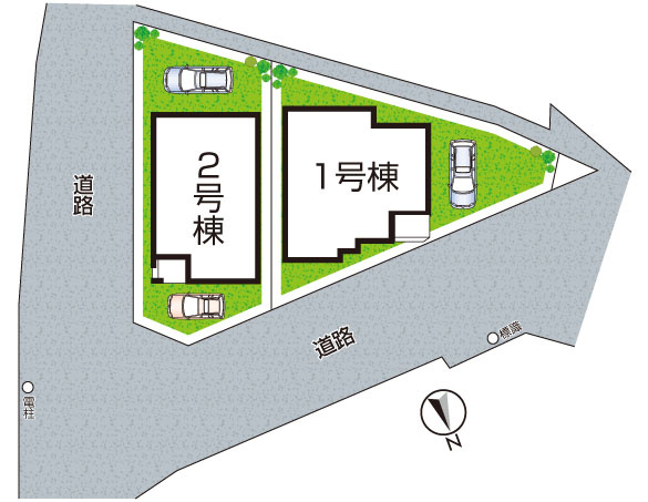 伊丹市松ケ丘　新築一戸建ての区画図|全２区画