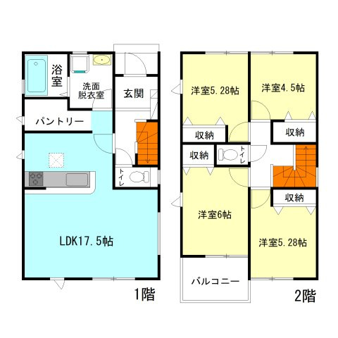 【間取り】 | リナージュ高崎市並榎町24-1期ー① | パントリーや納戸として使えるユーティリティスペース！
モダンな全室洋室仕様の間取りです！