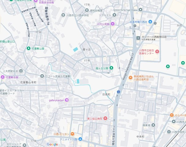 川西市霞ケ丘　第1期　新築一戸建ての地図