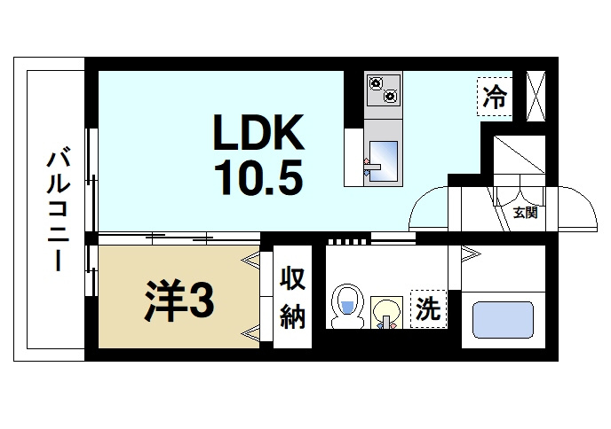 フィオーレ三条の間取り|1LDKの間取りです