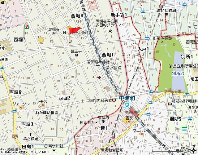 さいたま市桜区西堀８丁目の賃貸マンションの地図