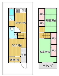 【間取り】 | 尼崎市南武庫之荘７丁目中古テラスハウス | 単身様からお二人様におすすめの３DKの間取りです♪お好きなリフォームを楽しんでみませんか？流行りのDIYにチャレンジしてみませんか？？