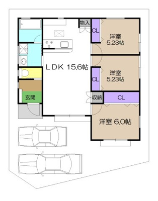 【土地図＋建物プラン例】 | 建築条件付き宅地　高知市福井東町南