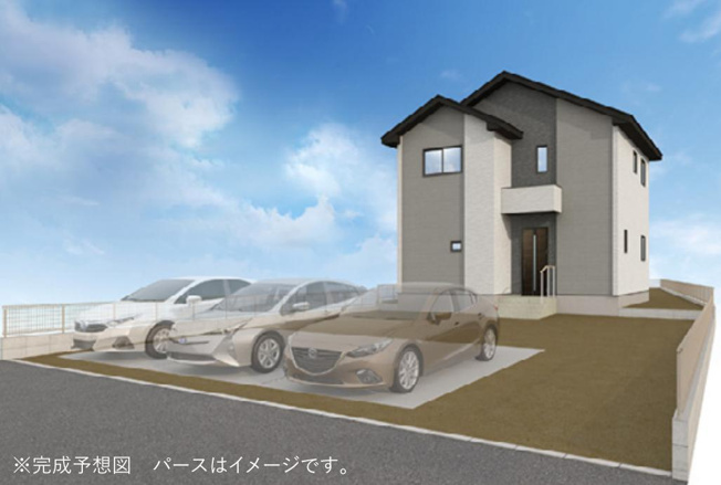 【外観パース】 | 土浦市真鍋9期　新築戸建 | 周辺商業施設・教育施設充実♪