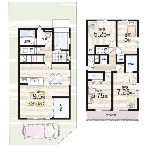 京現地説明会開催　京都市山科区川田西浦町　第1期　新築一戸建ての間取り|1号地