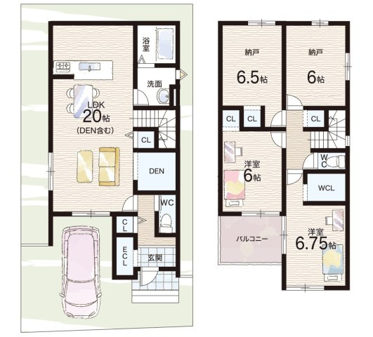 京都市山科区川田西浦町　第1期　新築一戸建ての間取り|2号地