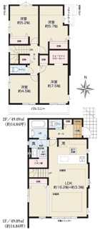 【間取り】 | 【仲介手数料無料！！】府中市北山町2丁目　新築戸建て（全1棟）1号棟　6299万円 | 4LDK　建物面積：98.18㎡