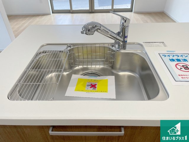 京都市山科区川田西浦町　第1期　新築一戸建ての設備|洗い物も楽にできる、広々シンク！