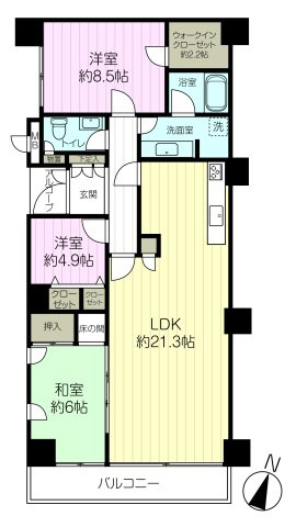 ロワ・ヴェール岡本の間取り