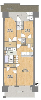 【間取り】 | なんばセントラルプラザリバーガーデン | 【間取り】22階・3LDK南東向き住戸☆高層階のため眺望良好！