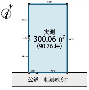 川越市南通町　建築条件なし売地　「川越駅」徒歩9分　敷地90坪　【仙波小学区】の土地図