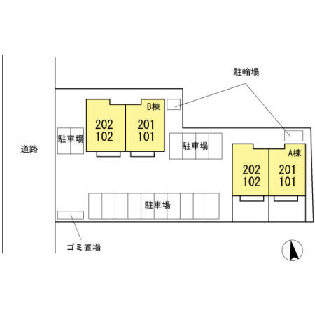 ハイム杉山 A棟の駐車場