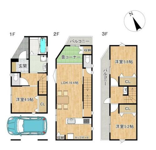 甲斐田新町　未入居一戸建ての間取り|間取り図はいかがですか？ご希望を叶える間取りですか？リビングの広さは？水回りの位置は？カウンターキッチン？など色々な情報が集約されています。弊社ではリフォームなどのご相談も承っております。