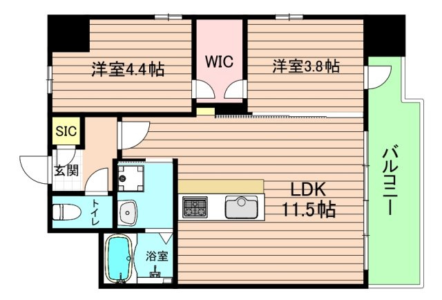 大阪市城東区今福西１丁目の賃貸マンションの間取り