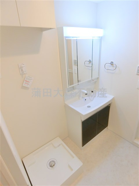 Forest　capeの洗面所|洗面脱衣所　3面鏡の独立洗面台　洗濯機置き場