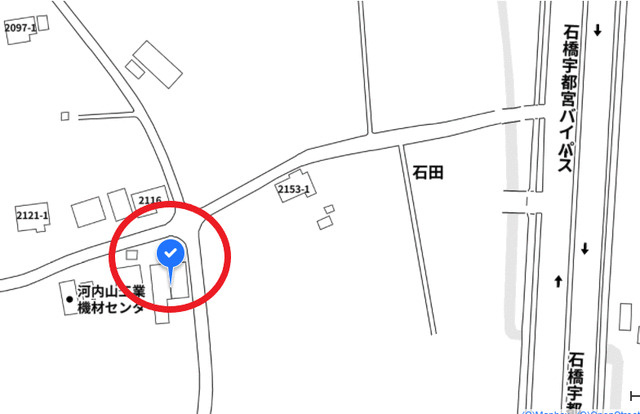 上三川町石田倉庫の地図