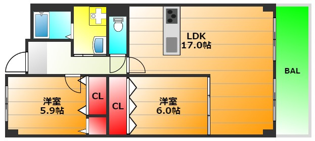 フォレステージュ南堀江の間取り|現状有姿