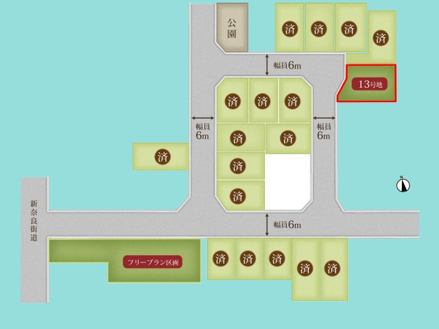 伏見区醍醐西大路町　13号地の区画図