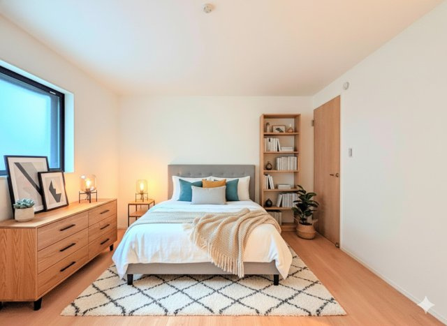 港南区丸山台2丁目　新築戸建ての洋室|◆柔らかい陽光が差し込む明るいお部屋を演出する設計。彩光の取れる窓が気持ちの良いお部屋を創り上げます。(家具はイメージ写真です）
