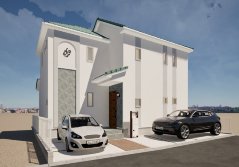 横浜市戸塚区深谷町 新築戸建て【仲介手数料無料】カースペース2台の外観パース