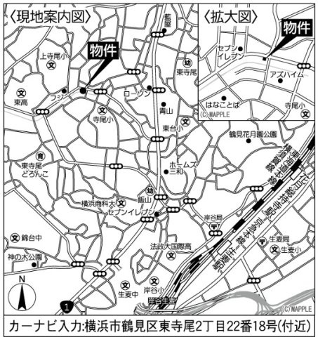 横浜市鶴見区東寺尾3丁目 新築戸建て【仲介手数料無料】の地図