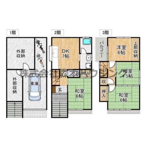 【間取り】 | 　門真市柳田町13戸建貸家