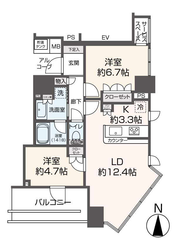 パークタワー北浜の間取り