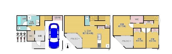 【間取り】 | 大阪市城東区鴫野西5丁目　新築戸建