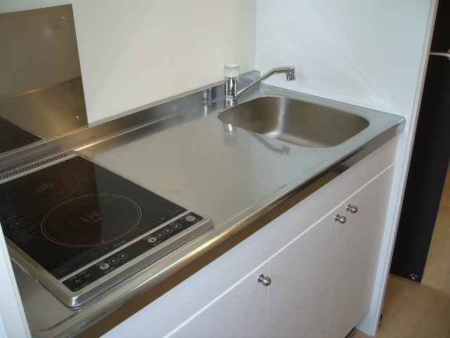 レオネクストフラワー三木Ⅲのキッチン|手前がＩＨ、奥が電気の2口コンロ