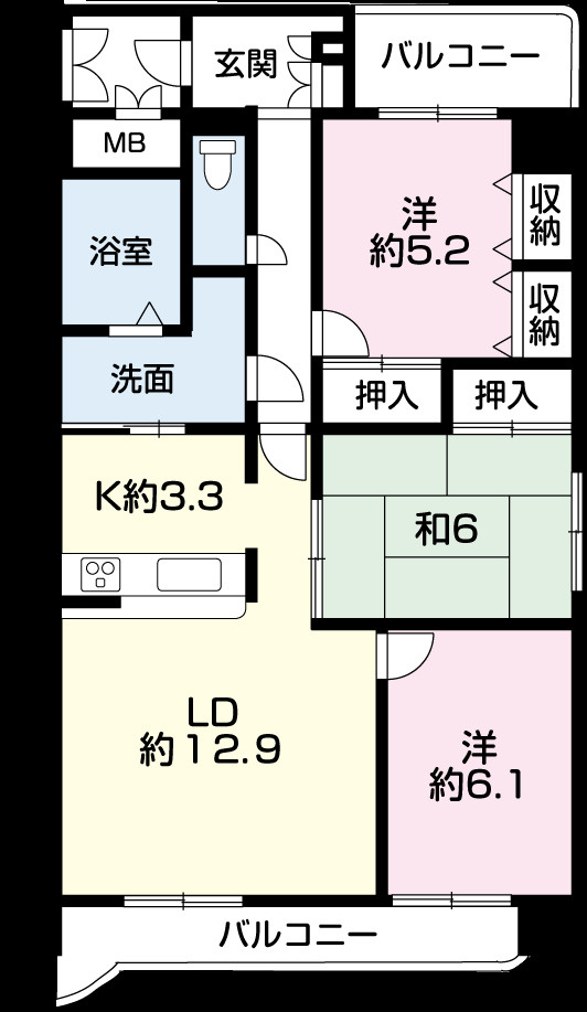朝日プラザ野里北野町の間取り