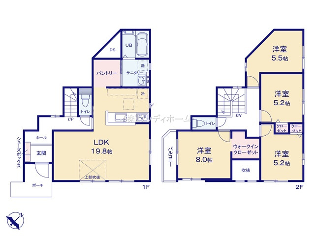 越谷市大竹2期　新築一戸建て　1号棟の間取り