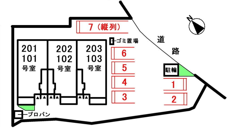 オルゴール　Ⅱの区画図|駐車場