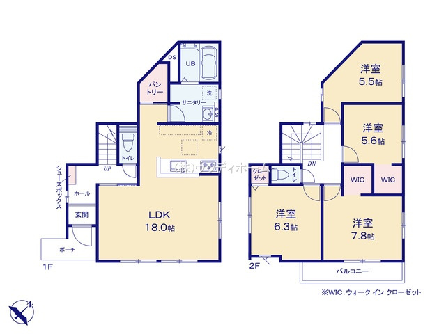 越谷市大竹2期　新築一戸建て　2号棟の間取り