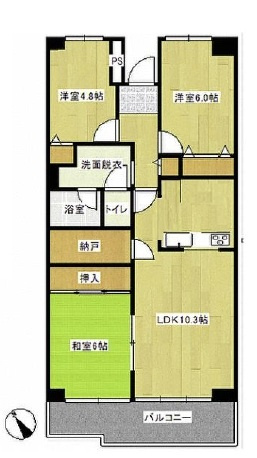 【間取り】 | テイジン川越旭町ビューハイツ | ３LDK