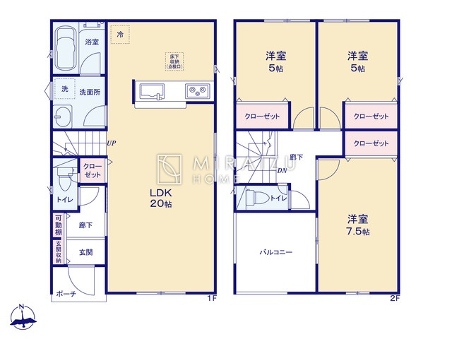 【間取り】 | リビングの大きな開口部は陽当たりの確保だけでなく、まとめ買いで大量のお買い物をした際や家具など大きな物を購入した際に便利です。