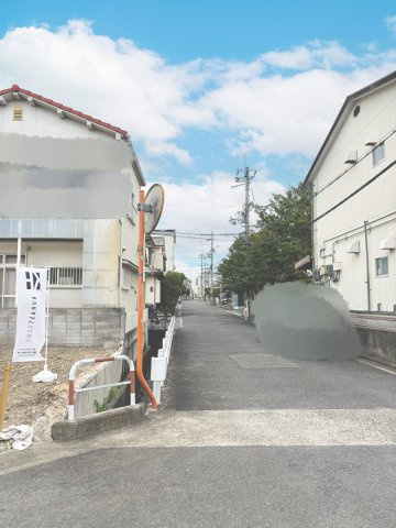 長岡京市久貝2丁目　建築条件付き土地の前面道路含む現地写真
