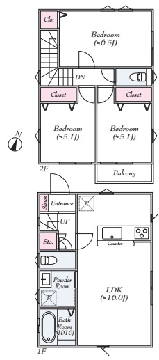 上尾市大字小泉　中古一戸建ての間取り|上尾市大字小泉　中古一戸建て、3LDK、土地面積102.28m2、建物面積79.48m2
