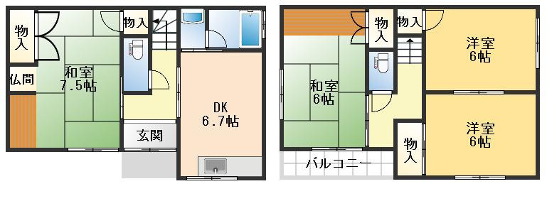 豊中市岡町南2丁目　中古戸建の間取り