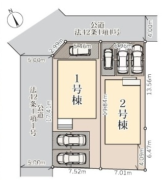 【仲介手数料無料】新築戸建　熊谷市宮本町223（全2棟）の区画図