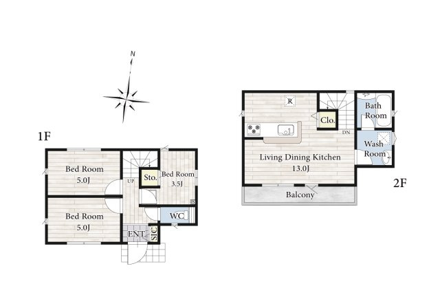 【間取り】 | 陽の光をたっぷりと浴びながら気持ち良く生活が出来ます。夢のマイホーム、夢ではなく実現出来ます！見学・ご相談等、お気軽にご連絡下さい。
