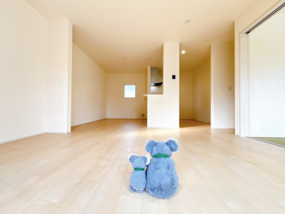 【居間・リビング】 | 前橋市北代田町　新築住宅 | ≪LDK≫
リビング・ダイニングは白を基調としたシンプルな空間。
雑貨やこだわりの家具など、レイアウトも自由に楽しめます！