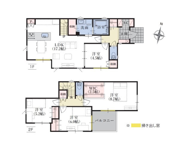 三島市松本１期　全３棟　１号棟の外観パース
