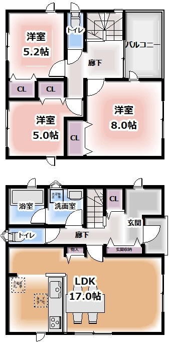 【新築戸建て】秋田市新藤田第1　2号棟の間取り