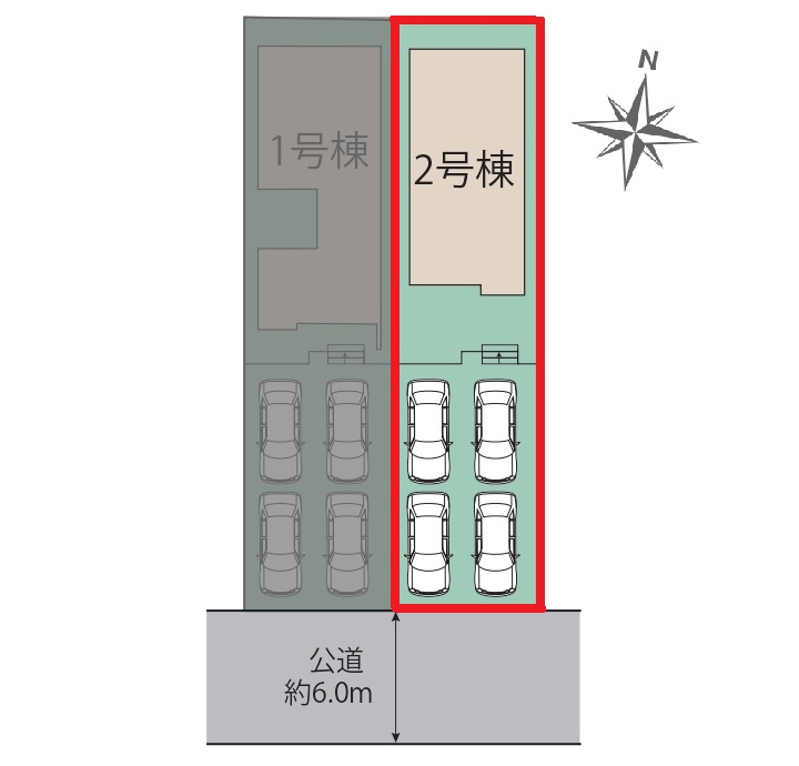 ブルーミングガーデン　愛知郡東郷町白鳥1丁目2期　全2棟　新築戸建　2号棟の区画図