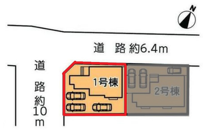 ハートフルタウン　(春)西区清里町4期　全2棟　新築戸建　1号棟の区画図