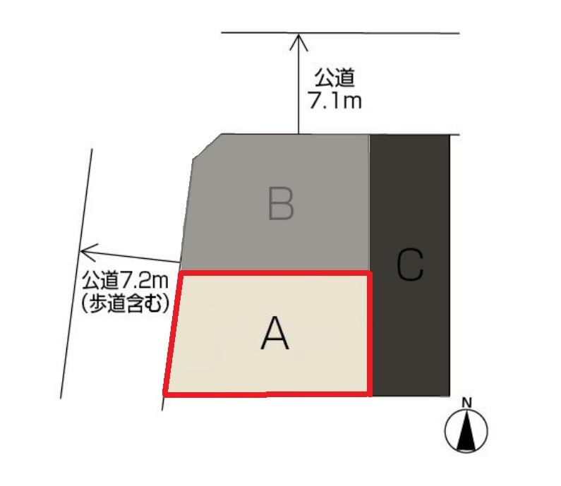 名古屋市西区貝田町Part2　全2棟　新築戸建　A棟の区画図