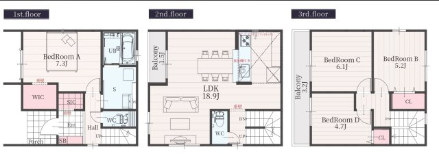Terrechez　名古屋市西区児玉1期1棟　新築戸建　の間取り