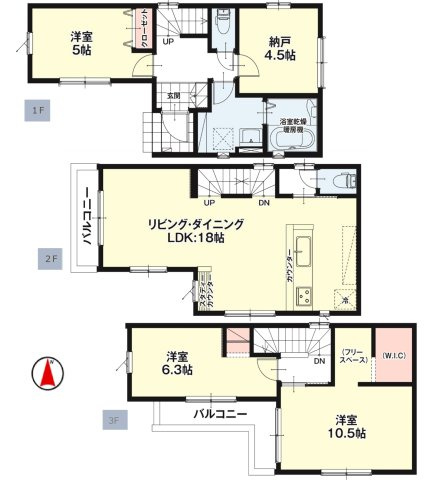 リガーレ　名古屋市西区児玉3期　全2棟　新築戸建　2号棟　の間取り