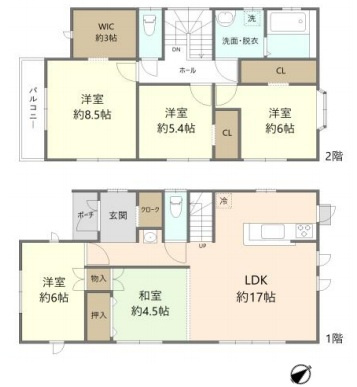 鴻巣市宮地　中古一戸建ての間取り